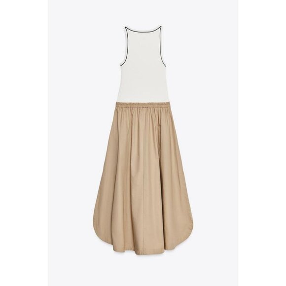 ZARA CONTRAST POPLIN MIDI DRESS - Picture 6 of 7